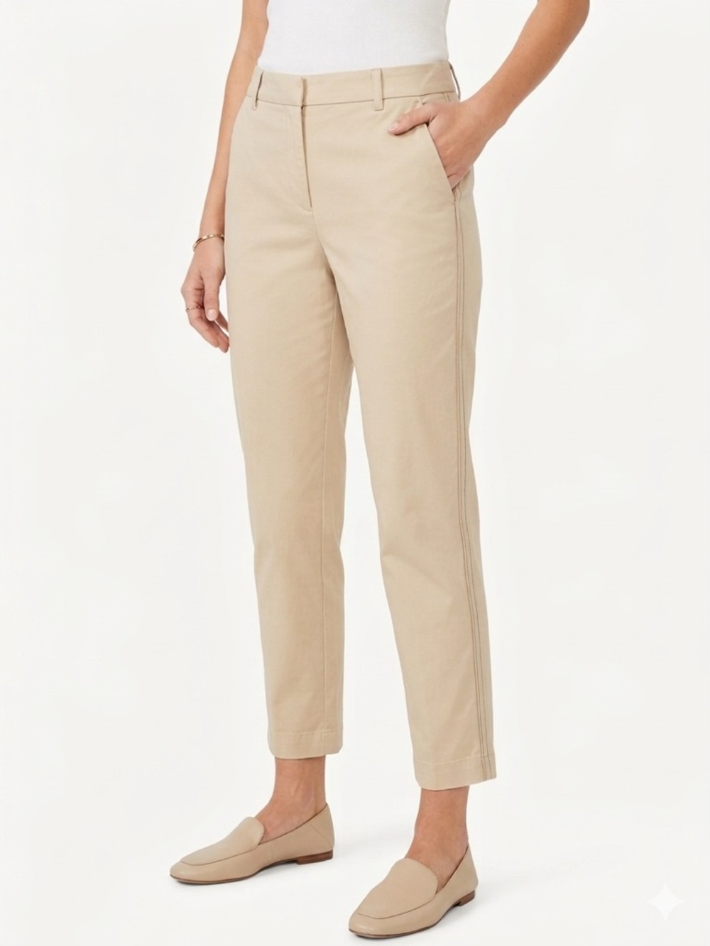 New Ballantyne Beige Khaki Cotton Chino Trouser Pants Ankle Sz 46